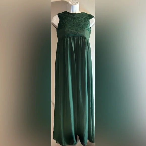 princess polly baby blue dress Green Silk Dress Bridesmaid The Stunning Brooklyn Dress in Forest Green  Satin – Rewritten main image 1